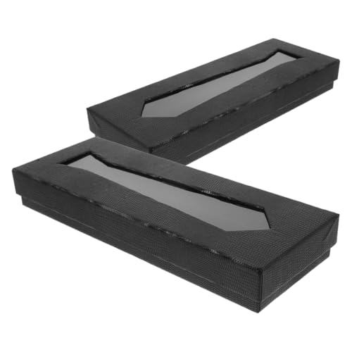 Artibetter Boîte à Cravates Habillées pour Hommes en Carton Noir Motif Peau De Serpent, Lot De 2 Pièces, Portable pour Voyages, Rangement Élégant pour Cravates Vêtements Formels, Présent Anniversaire