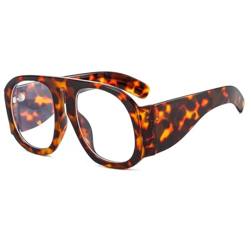 Lunettes de soleil surdimensionnées de créateur monture steampunk léopard verres dégradés