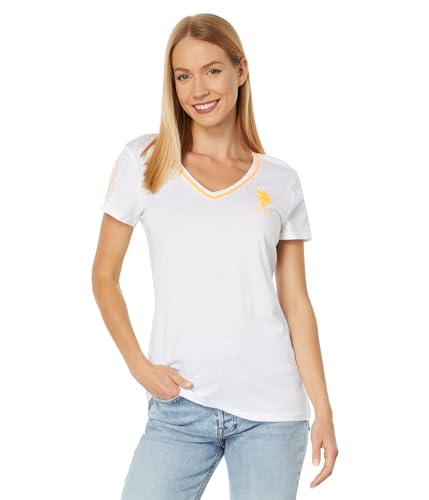 Tee-shirt col en V U.S. Polo Assn. aux finitions fluo modernes