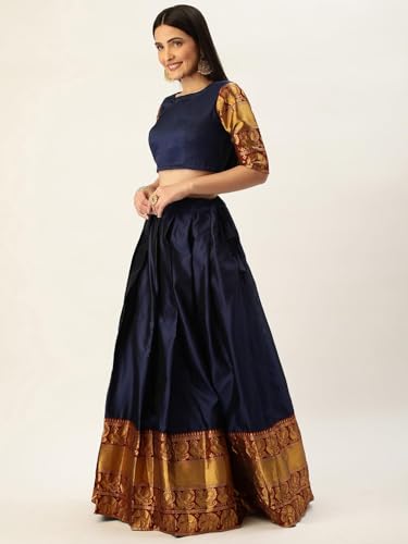 Image of ZITON ARICO MART Women's Indian Traditional Kanjivaram Silk Pure Weaving Lehenga Choli Along With Dupatta And Blouse Piece, Half Saree (Unstitched)