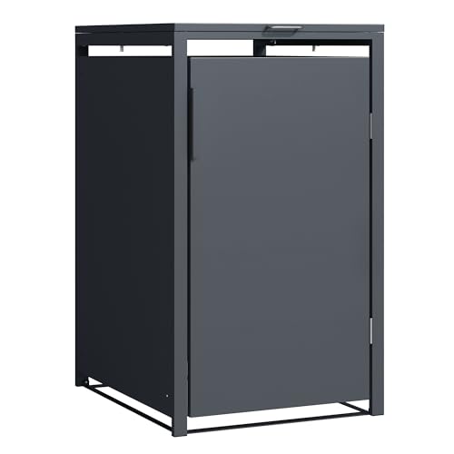 DEGAMO Mülltonnenbox Mülltonnenhaus MÜNCHEN für Tonnen 120 und 240 Liter, Stahl verzinkt, Farbe anthrazit