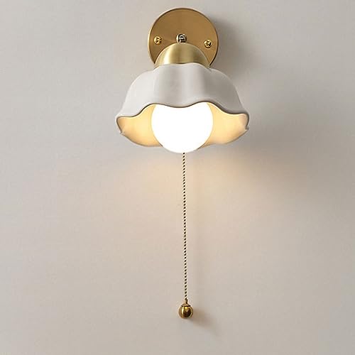 Aplique de pared de cerámica con cadena de tracción para iluminar tu tocador