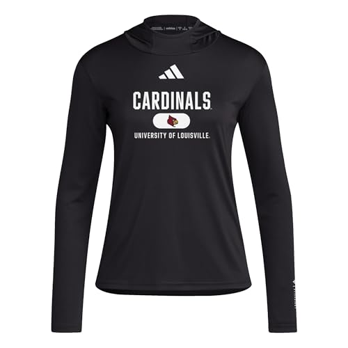 adidas Womens D4T University of Louisville Lightweight Hoodie Black/White/University Of Louisville Medium