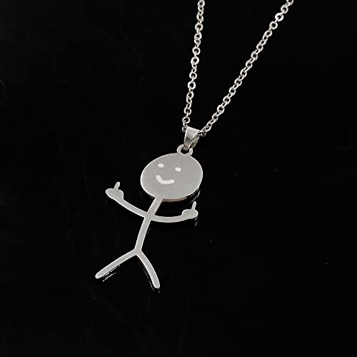 SONGCHANGJEWELRY Personalized Funny Doodle Stainless Steel Necklace - Stainless Steel Smiley Middle Finger Pendant - Handmade Friendship Jewelry - Unique Birthday Gift for Men Women4