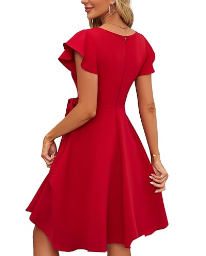 Womens 2024 Elegant Swing Cocktail Dress, Wedding Guest Bridesmaid Graduation Dresses with Pocket2