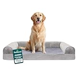 Furhaven Pet Dog Bed | Orthopedic Faux Fur & Velvet Traditional Sofa-Style Living Room Couch Pet Bed w/ Removable Cover for Dogs & Cats, Smoke Gray, Jumbo