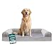 Furhaven Pet Dog Bed | Orthopedic Faux Fur & Velvet Sofa-Style Living Room Couch Pet Bed for Dogs & Cats, Smoke Gray, Jumbo