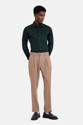Image of SNITCH Men Formal Shirt | Modern Slim Fit Long Sleeve Spread Collar Solid Style | 100% Cotton Breathable Fabric for Office, Weddings & Festive Occasions Wear