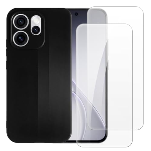 Shantime Case with 2 Pack Screen Protector Combo Compatible with Oppo Reno 15 Pro 5G PLV110, Shockproof Cover and Tempered Glass Set for Full Body Safety(Black)