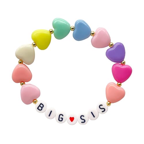 POYAMUSE Big Sister Bracelet - Colorful Heart and Letter Beads - Adjustable Jewelry - Perfect Big Sister Gift for Announcements and Celebrations
