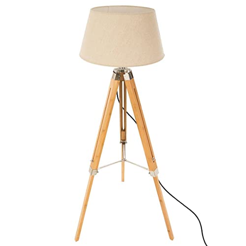Atmosphera - Lampadaire trépied Runo - bambou et ivoire H145 cm