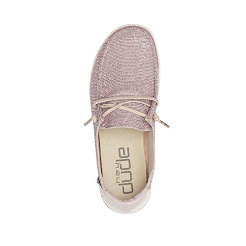 Image of HEYDUDE Girl's Wendy Youth Disco Pink Size 10 | Girl's Shoes | Girl's Lace Up Loafers | Comfortable & Light-Weight
