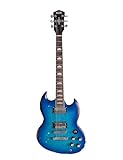 KGD Relic SG Sunburst Guitar,Mahogany Body and Neck,Rosewood Fingerboard,Bone Nut,6-String Relic Heavy Metal Guitar,Professional/Electric Guitars for Adults (Blue)