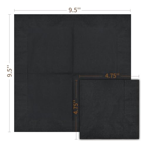 JOWLOT Cocktail Napkins - 600 Count 2-Ply Black Napkins Disposable, 4.75 x 4.75 Inch Folded Paper Napkins Bulk Beverage Napkins for Dinner Wedding Bar Party and Everyday Use