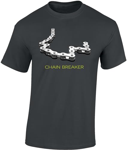 Baddery Fahrrad T-Shirt Herren - „Chain Breaker“ - Lustiges Bike Shirt für Radfahrer (Dark Grey XXL)