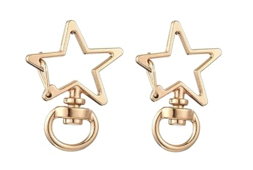 Image of Tia Strap Buckles Metal Clasps Lobster for Handbag, Spring Ring, Purse Dog Hook, Key Chain Swivel Trigger Snap Hook DIY and Purse Making Accessories (6, Golden Star Shape Spring Hook-33x10mm)