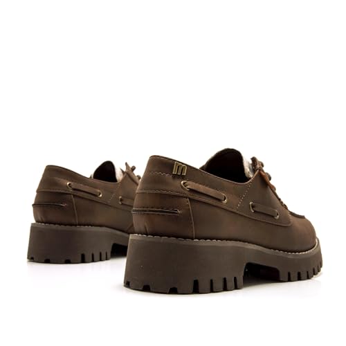 Mtng Para Mujer. 55270 Mocasines Lenoz MarróN (37), Plano, Cordones, Casual, Animal Print - 3