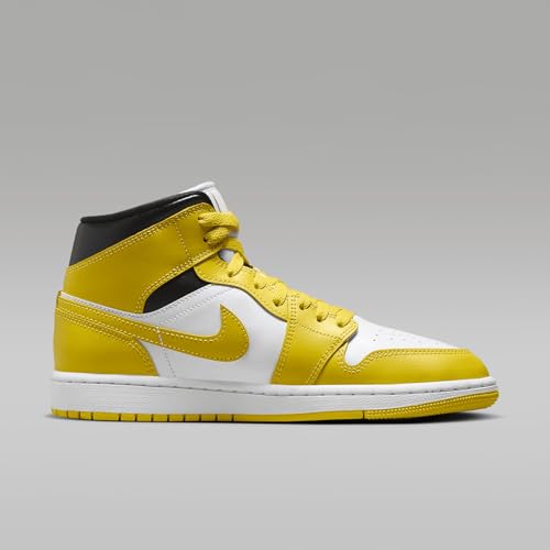 Jordan Women's 1 Mid White/Vivid Sulfur-Black (BQ6472 170) - 6.53