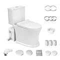 Upflush Toilet with Pump For Basement, Macerating Toilet System, 24ft Vertical Powerful & Quiet Dual-Flush One-Piece Toilet with Tank, Elongated Bowl, Toilet Seat for Bathroom, Kitchen, Sink, Shower