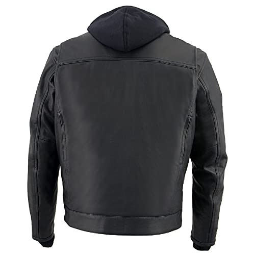 Image of Milwaukee Leather Men's Premium Leather Motorcycle Riders Vented Jacket with Removable Hoody Liner