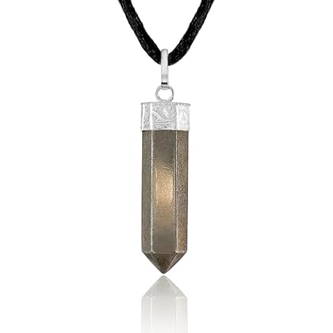 Sugandha Wellness Pyrite Healing Crystal Necklace - Abundance & Luck Magnet. Prosperity, Wealth & Protection. Balance Cover