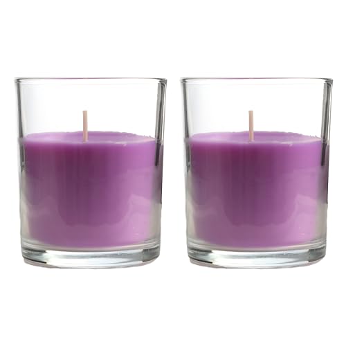 H HANSEL HOME Vela Aromática, Vela en Vaso de Cristal de Cera Vegetal - 28 Horas de Duración, Velas Perfumadas, 8,5x7 cm, Lavanda, 125g x 2 unidades