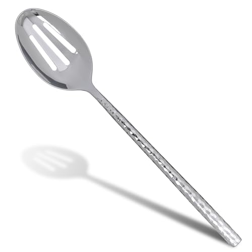 Carlisle FoodService Products 60201 Hammered Stainless Steel Slotted Spoon, 12