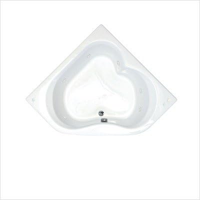 Tobago 60 x 60 x 23" Corner Whirlpool Jetted Bathtub Color/Trim / Tile Flange / Pump: White / Polished Brass / Yes / Right