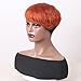 ManeMajesty 6 Inch Ombre Short Pixie Cut Wig for Women - Black Orange Layered Human Hair with Bangs Halloween Costume Wig for Party Straight Glueless Wig with Bangs