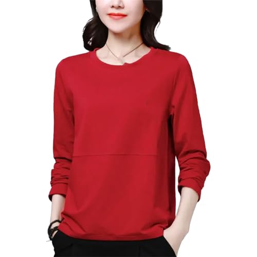 T-shirt rouge amincissant manches longues femme coupe ample confort