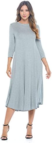 iconic luxe Women's A-Line Swing Trapeze Midi Dress Small Heather Grey