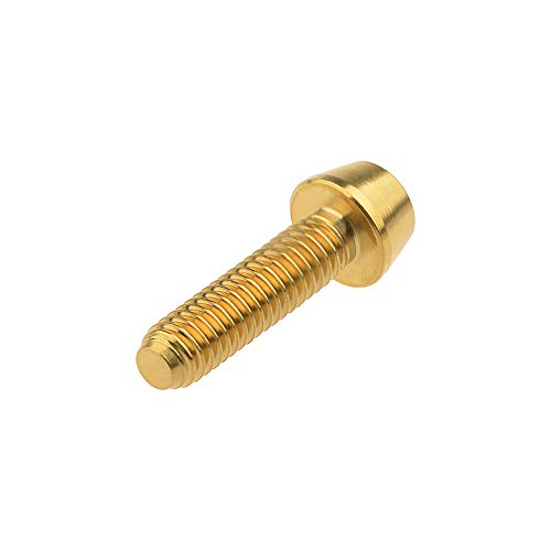 Image of Titanium Ti DIN912 M4 8 10 12 15 20mm Tapered Head Hex Bolts Bicycle Screws Pack of 6 (Gold, M4x15mm)