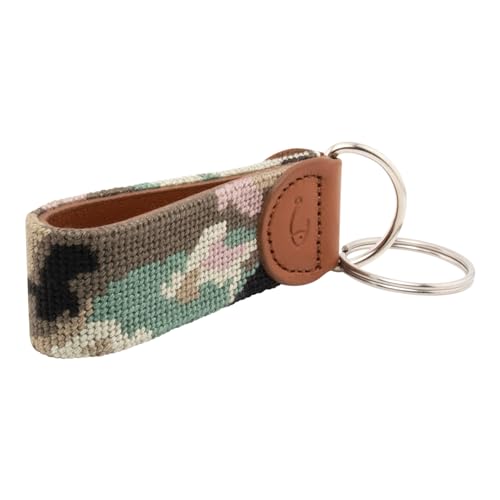 Image of Leather Hand-Stitched Needlepoint Key Fob or Key Chain