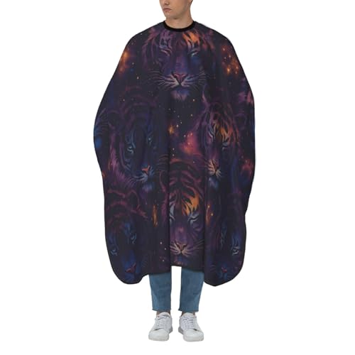 Capa de peluquería tigre galáctico de 140x168cm impermeable para salones y peinado en familia
