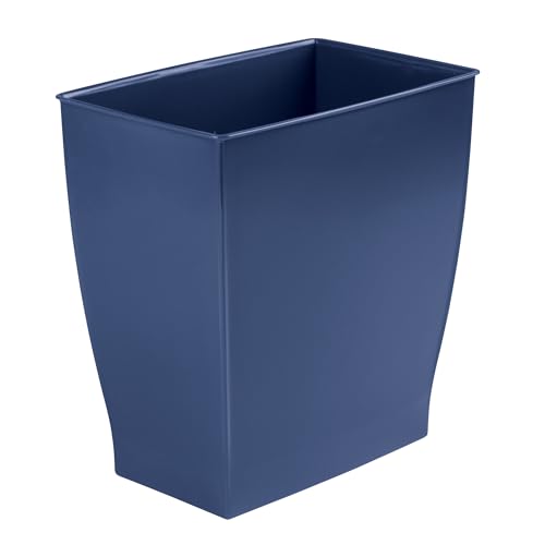 iDesign Small Plastic Bathroom Trash Can, Slim Rectangle Garbage Bin for Bedroom, Office, Dorm, Navy Blue - Image 8