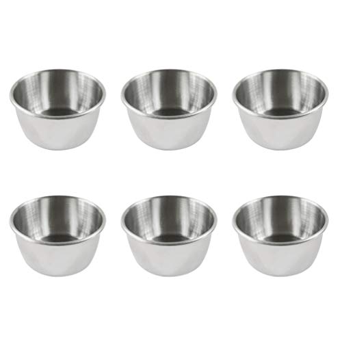 Angoily Copos de Molhos de Condimento de Aço Inoxidável: 6 Peças Mini Tigela de Imersão Ramekins Red