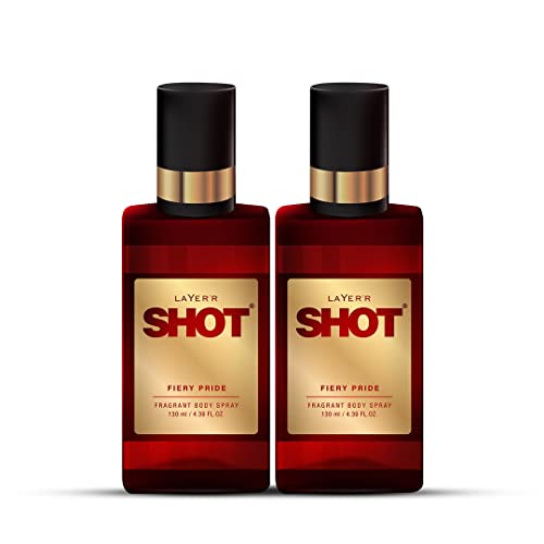 Image of Layer'r Shot Fiery Pride Body Spray For Men - 2 x130ml Each | Long Lasting & Skin-Friendly Premium Fragrance | Perfect For all occasions | For Men