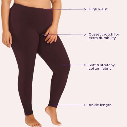 Image of Adira | Plus Size Leggings for Women | Plus Size Leggings for Women | High Waist | Ankle Length | Soft Cotton & Elastane Blend | Non-See-Through | Gusset Crotch Prevents Ripping