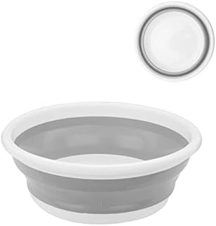 Holdfiturn Collapsible Bowl 33x5-12cm Multipurpose Folding Round Washing Up Bowl 5L Travel Camping Hiking Caravan Portable Wash Up Bowl(Gray)