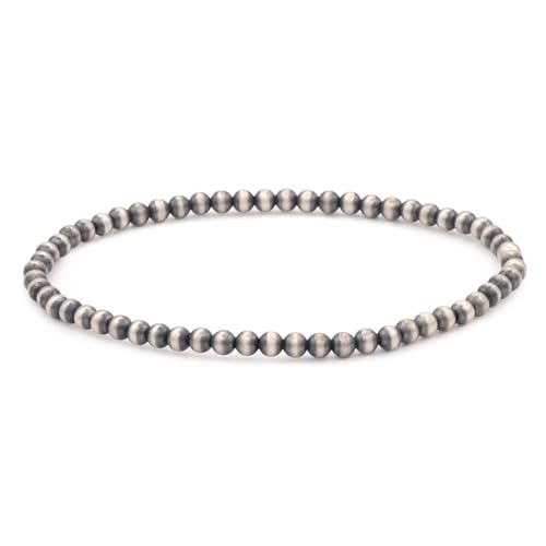 JewelrySupply Sterling Silver Navajo Style Pearl Bead Stretchy Bracelet
