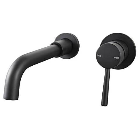 Wall Mounted Bathroom Basin Mixer Tap with 20cm Spout- Matte Black Cover