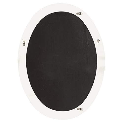 Image of Howard Elliott Collection Queen Ann Oval Glossy Nickel Wall Mirror, Oval Bevelled Hanging Wood Framed Vanity Mirrors for Home Decor, Living Room, Bathroom, Bedroom, or Hallway, 25 x 33 Inch