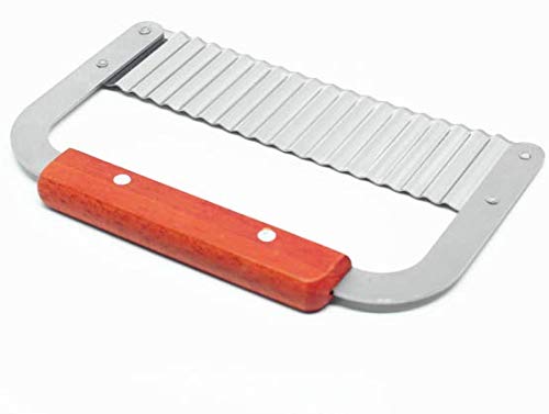 Wavy Knife, Serrated Cutter,Potato Cutter,Serrated Cutter, Crinkle Cutter, Stainles Steel Blade,Wooden Handle,Cutter Kitchen Tools, for French Fries, Fruits and Vegetables, Kitchen, Home, Restaurant