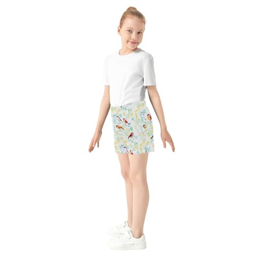 Girls Shorts Watercolor Birds Yellow Floral Comfy Athletic Summer Casual Pajama Shorts Youth Kids Clothes, X-Small4