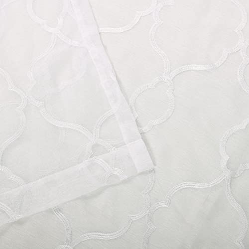 Superior Lattice Sheer Curtains, Window Accents, Perfect For Natural Light, With Rod Pockets Or Grommets, Classic, Traditional, Casual, Modern, Curtain Set Of 2 Panels, 52" X 84", White #TOP3