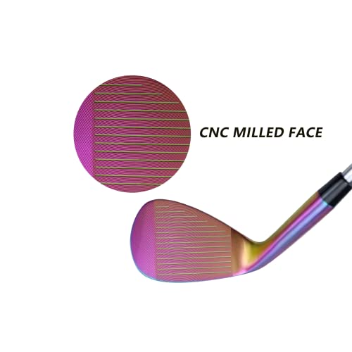 WENGH Golf Wedge Set for Women or Men Right Handed –Including 52 56 60 Degree Golf Wedges with CNC Milled Face-(Flex-Regular)-35 inches-Rainbow Colored Wedges