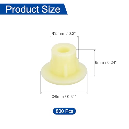 Image of uxcell 800Pcs Screw Hole Plugs, 5mm(3 /16 inch) Dia Plastic Round Button Plugs Snap in Locking Hole Covers Flush Type Caps for Furniture Cabinet, Cream Color