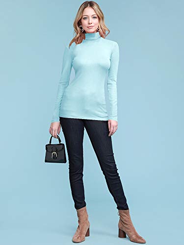 Image of Lock and Love Women's Turtleneck Top Lightweight Long Sleeve Slim Fit Pullover, Soft Rayon Stretch Layering Basic, S-3XL