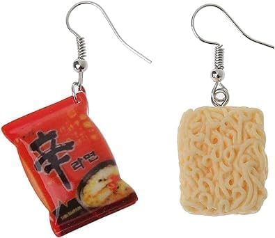 1Pair Red Funny Instant Noodle Chili Simulation Food Drop Earrings Women Fashion Jewelry Hook Earrings Artist Painter Jewelry Durable Drop and Dangle Novelty Earrings