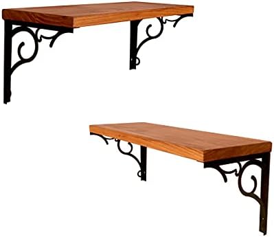 KIT 2 Prateleiras Industrial Rústica de Metal e Madeira Moderna